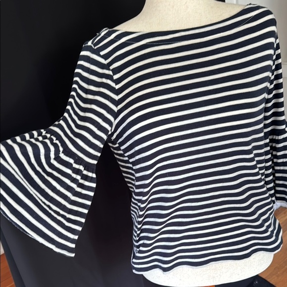 Banana Republic Navy and White Striped Women's Top, medium - Picture 2 of 6